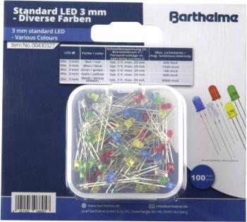 Barthelme 00430327 LED sortiment   červená, modrá, zelená, žltá, teplá biela guľatý 3 mm 100 mcd, 600 mcd, 1500 mcd, 900