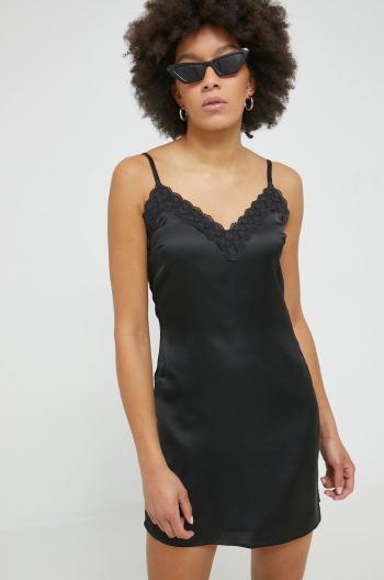 Šaty Hollister Co. čierna farba, mini, rovný strih