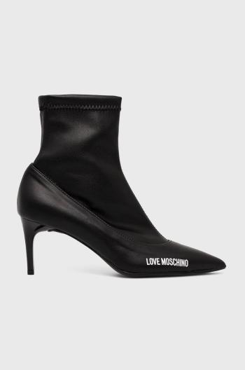 Členkové topánky Love Moschino dámske, čierna farba, na vysokom podpätku,
