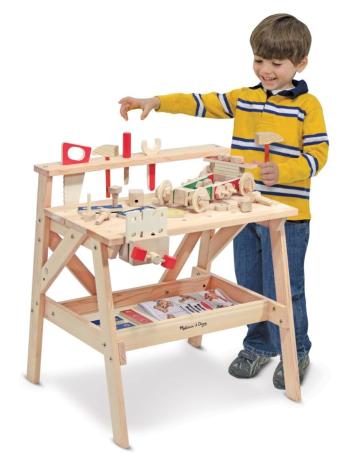 Drevená dielňa pre kutilov a stavebnice 2v1 Wooden toy workshop