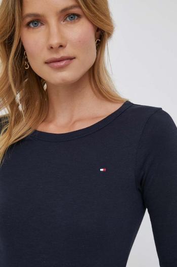 Bavlnené tričko s dlhým rukávom Tommy Hilfiger tmavomodrá farba