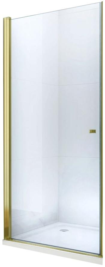 MEXEN - Pretoria sprchové dvere krídlové 80 cm, transparent, zlatý sa stenovým profilom 852-080-000-50-00