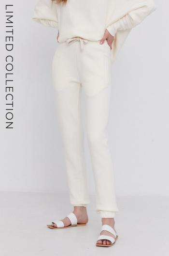 Nohavice Answear Lab ECO dámske, krémová farba, jednofarebné