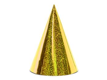 PartyDeco Párty klobúčiky - holografické zlaté