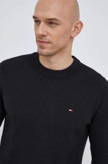 Bavlnený sveter Tommy Hilfiger pánsky, čierna farba, tenký