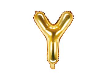 PartyDeco Fóliový balón Mini - Písmeno Y 35cm zlatý