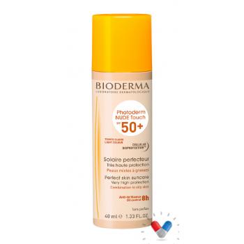 Bioderma Photoderm Nude Touch ochranný tónovaný fluid pre zmiešanú až mastnú pleť odtieň Light SPF50+ 40 ml