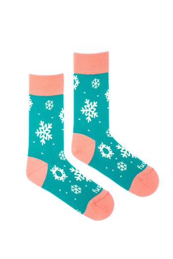 Tyrkysovo-ružové vzorované ponožky Snehovica