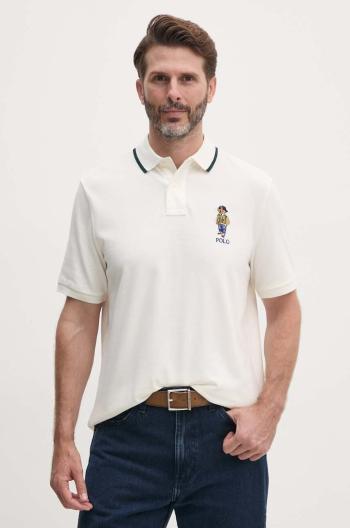 Bavlnené polo tričko Polo Ralph Lauren béžová farba, s nášivkou, 710867574