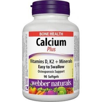 Webber Naturals Calcium Plus K2, D3 a minerály 90 kapsúl