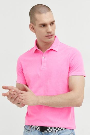 Bavlnené polo tričko Superdry fialová farba, jednofarebné