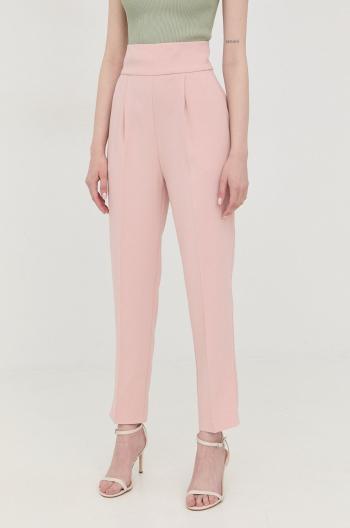 Nohavice Pinko dámske, ružová farba, cigaretový strih, vysoký pás