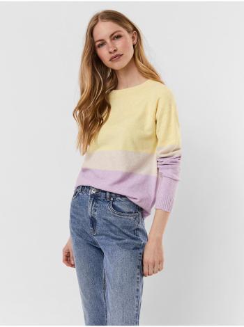 Žlto-fialový pruhovaný sveter VERO MODA Doffy