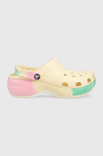 Šľapky Crocs Classic Platform Ombre Clog dámske, béžová farba, na platforme, 208278