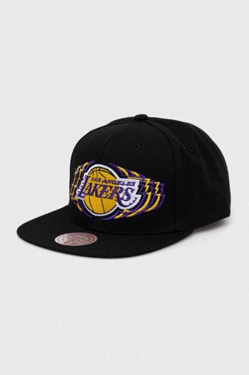 Šiltovka Mitchell&Ness Los Angeles Lakers čierna farba, s nášivkou