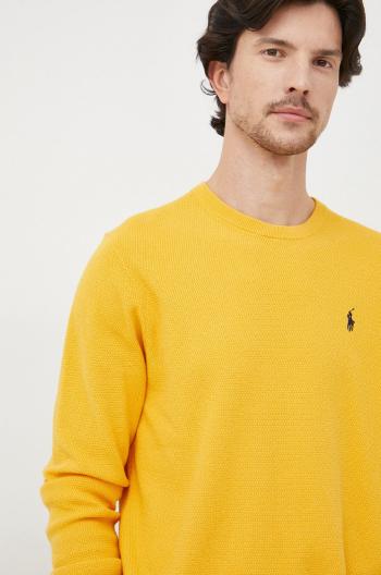Bavlnený sveter Polo Ralph Lauren pánsky, žltá farba, tenký,