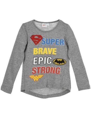 Super hero girls- sivé dievčenské tričko s dlhým rukávom vel. 140