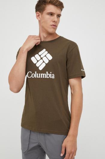 Tričko Columbia pánske, zelená farba, s potlačou