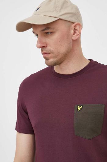 Bavlnené tričko Lyle & Scott fialová farba, jednofarebné