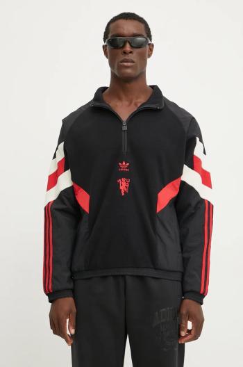 Fleecová mikina adidas Originals x Manchester United čierna farba, vzorovaná, IS6528