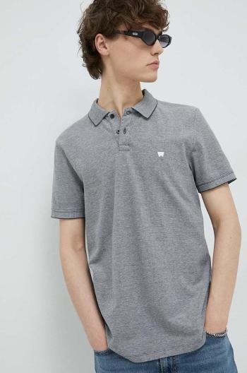 Bavlnené polo tričko Wrangler šedá farba, vzorované