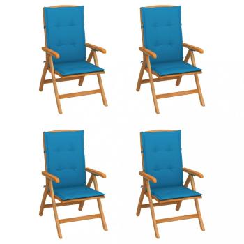 Záhradná stolička 4 ks teak / látka Dekorhome Svetlo modrá