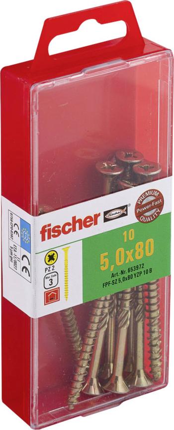 Fischer  653972 skrutka so zápustnou hlavou 5 mm 80 mm krížová dražka Pozidriv     glavanizované zinkom 10 ks