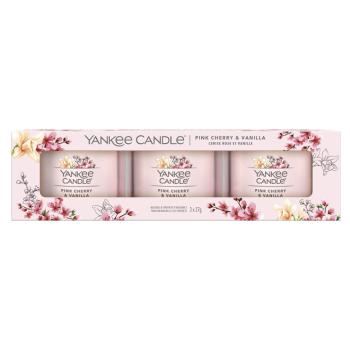YANKEE CANDLE Votívna sviečka Pink Cherry & Vanilla 3 x 37 g