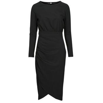 Karl Lagerfeld  Krátke šaty LONG SLEEVE JERSEY DRESS  Čierna