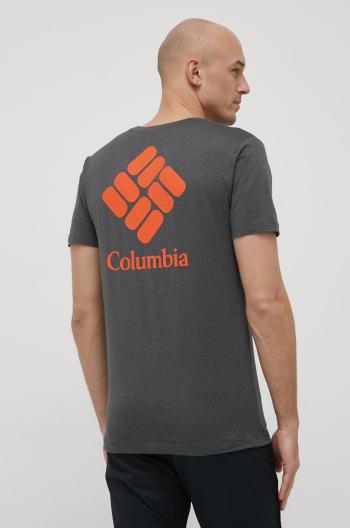 Športové tričko Columbia Tech Trail Graphic šedá farba, s potlačou