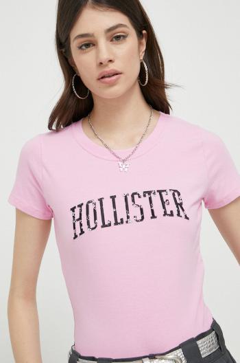 Tričko Hollister Co. dámsky, ružová farba