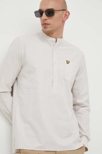 Bavlnená košeľa Lyle & Scott pánska, béžová farba, regular