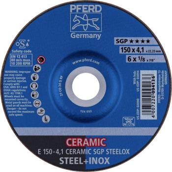 PFERD 62100150 E 150-4,1 CERAMIC SGP STEELOX brúsny kotúč lomený  150 mm 22.23 mm 10 ks