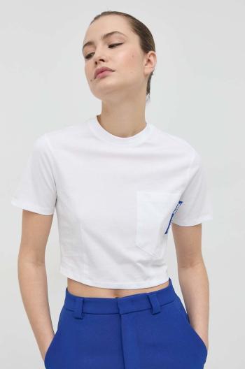 Bavlnené tričko Karl Lagerfeld Jeans biela farba