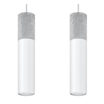 Bielo-sivé závesné svietidlo Nice Lamps Edo, dĺžka 34 cm