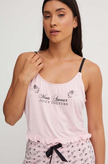 Pyžamový top Juicy Couture CHERUB EMMANUEL FRILLED VEST ružová farba, JCLPT224508