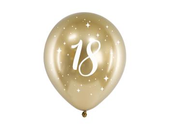 PartyDeco Latexové balóniky - zlaté číslo 18 6 ks