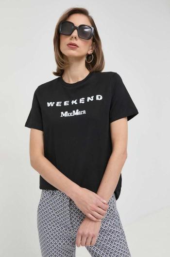 Bavlnené tričko Weekend Max Mara čierna farba