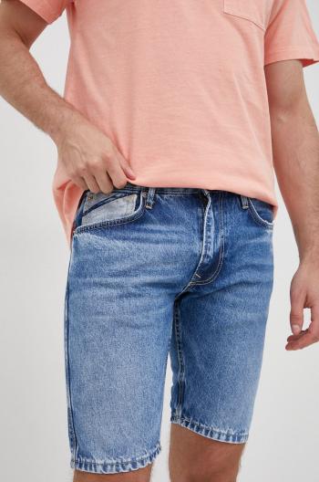 Rifľové krátke nohavice Pepe Jeans Stanley Short Logo pánske,