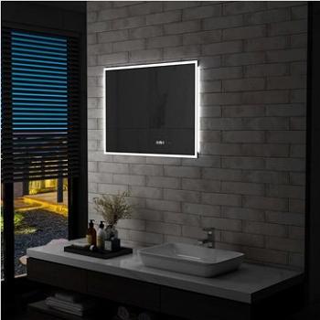 Kúpeľňové LED zrkadlo dotykový senzor zobrazenie času 80 × 60 cm (144738)