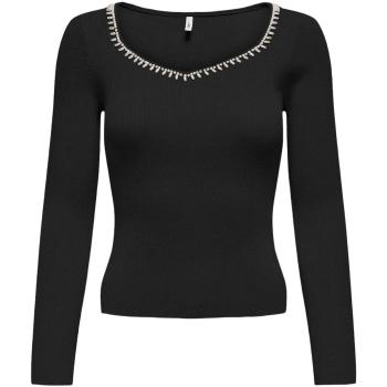 Only  ONLEMMA LS V-NECK PEARL KNT 15328014  Svetre Čierna