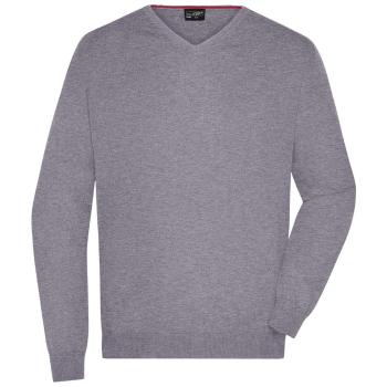 James & Nicholson Pánsky bavlnený sveter JN659 - Šedý melír | M