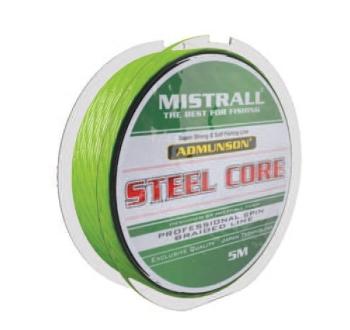 Mistrall pletená šnúra s oceľovým jadrom admuson steel core 5 m - 0,16 mm 21,5 kg