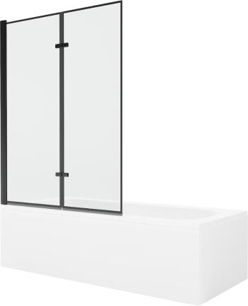 MEXEN/S - Vega obdĺžniková vaňa 180 x 80 cm s panelom + vaňová zástena 120 cm, čierna vzor 550118080X9212027070