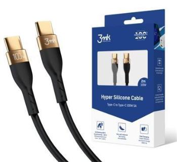 3mk dátový kábel - Hyper Silicone Cable C to C 2m 100W, čierna