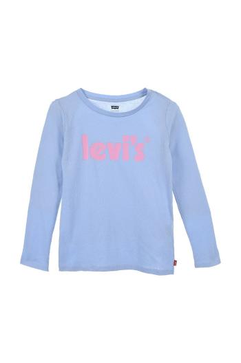 Detská bavlnená košeľa s dlhým rukávom Levi's fialová farba, s potlačou
