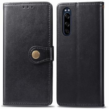 LEATHER BUCKLE Peňaženkový obal Sony Xperia 5 čierny