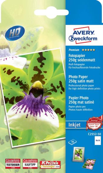 Avery-Zweckform Premium Photo Paper Inkjet C2552-50 fotografický papier 10 x 15 cm 250 g/m² 50 listov hodvábne matný