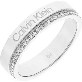 Calvin Klein Oceľový prsteň s kryštálmi Minimal Linear 35000200 60 mm