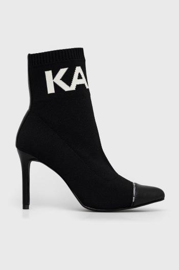 Členkové topánky Karl Lagerfeld Panache Hi dámske, čierna farba, na vysokom podpätku,